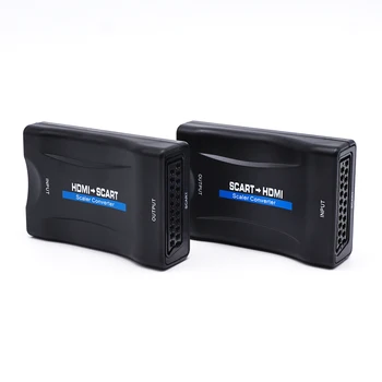 Конвертор HDMI в SCART SCART към HDMI Адаптер Композитен 1080P Видео Масштабатор Аудио Адаптер За CRT ТЕЛЕВИЗОР DVD