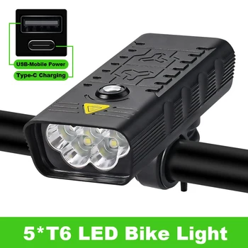 Велосипеден фенер Комплект USB Акумулаторна T6 Led Предните Велосипедни Фарове 4 Режим на Фенерче Водоустойчив, Подходящ За всички Мотори Пътен Планинско Колоездене