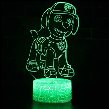 Paw Patrol Акрилни Цветни 3D лека нощ Аниме Фигурка Чейс Скай Украса Led Подарък Настолна Лампа Декор Модел Детска Играчка, Подарък Изображение 2