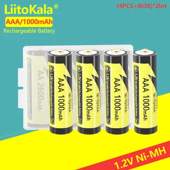 8 БР. LiitoKala AAA 1000 mah/AA 2600 mah NiMH 1.2 Акумулаторна батерия Подходяща за детски играчки, Мишки, с 2 бр. AAA/AA притежателя на батерията