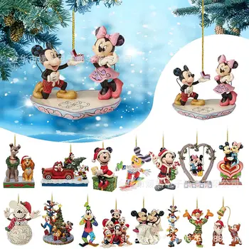 Disney Мики и Мини маус и карикатура акрилни плоски украса на Коледната елха висулка Коледен колата раница висулка подарък