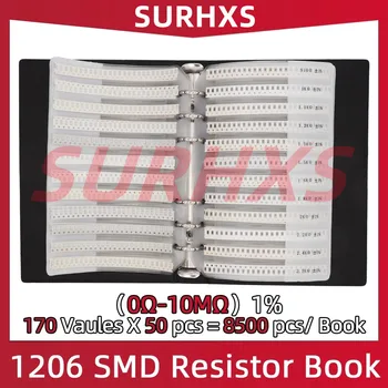 1206 1% SMD Резистор образецът на книгата на RC1206 FR-07 0R ~ 10 м Допускане 170 Стойности на 50 бр. 8500 бр. Набор от резистори 8500 бр./КНИГА