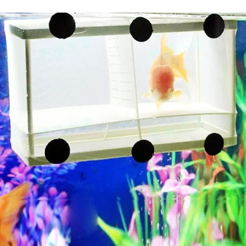 Изолирующая Mesh Кутия Присоске Дизайн Инкубатор За Отглеждане На Риби Чиста Аквариумная Подвесная Инкубационная Кутия Изображение 2