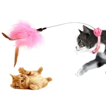 Играчки за котки, аксесоари, нашийник за котка, играчки, интерактивна пръчица-закачка от пера с камбана за котенца, безплатна доставка, стоки