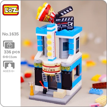 LOZ 1635 Градски Уличен Театър Кино Магазин за Пуканки Архитектура на Магазина 3D Кухненски Блокове, Тухли, Строителни Играчки за Деца без Кутия