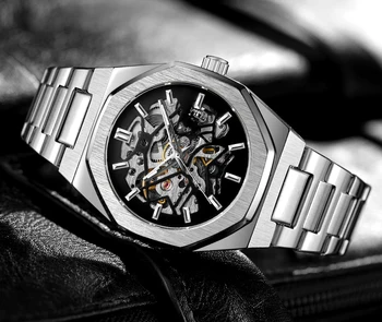2021 нов FORSINING мъжки автоматичен часовник луксозни кухи механичен часовник мъжки часовник с каишка от неръждаема стомана Relogios Masculino FSG8198