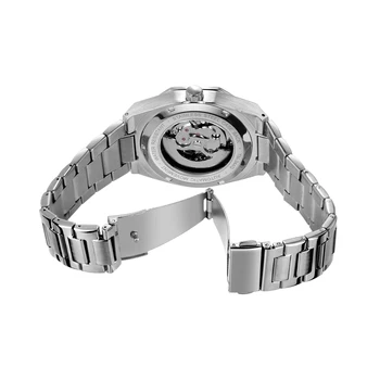 2021 нов FORSINING мъжки автоматичен часовник луксозни кухи механичен часовник мъжки часовник с каишка от неръждаема стомана Relogios Masculino FSG8198 Изображение 2