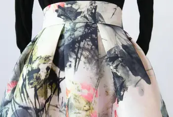2022 пролетно-есенна пола-чадър с принтом vintafe, женска пола с джобове със средна дължина, с висока талия, бална рокля, пола, Изображение 2