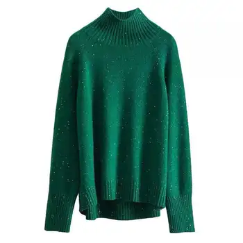 BELIARST 100% чиста вълна женски пуловер, ежедневни вязаная блуза, есенно-зимна утепленная дамски кашмир блуза с висока яка Изображение 2