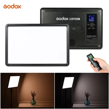 Godox LEDP260C Ултра-30 Watt Led Панел лампа за видеозаснемане 3200 K-5600 K Двуцветен Безжично дистанционно Управление за цифров огледално-рефлексен фотоапарат