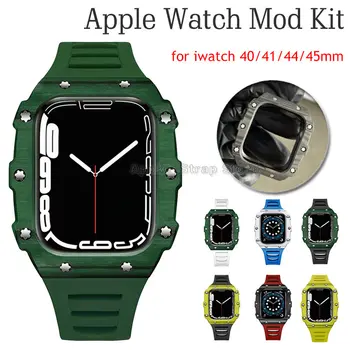 Комплект Промяна от въглеродни влакна За Apple Watch Case 7 45 44 мм Луксозна Керамика От Неръждаема Стомана За серия iWatch 6 5 4 SE 41 мм 40 мм