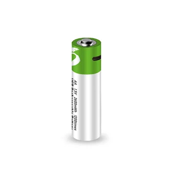 С голям капацитет от 1,5 AA 2600 МВтч USB акумулаторна литиево-йонна батерия за мишката с дистанционно управление на малък вентилатор Електрическа играчка батерия + Кабел Изображение 2