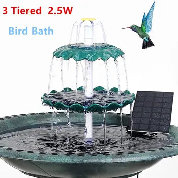 AISITIN 3-нива баня за птици със слънчева помпа 2,5 W, слънчев фонтан 