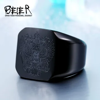 Ново готино мъжки пръстен Beier с Орел от неръждаема стомана с стопанските субекти, висококачествено бижу BR8-320 Изображение 2