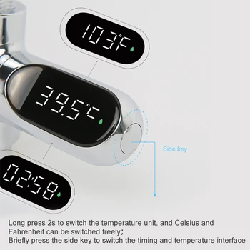 Термометър За вода От Миксер За душ С Led Screen, Въртящ се На 360 °, Температура На Водата В Банята По Целзий, Аксесоари За Баня Изображение 2
