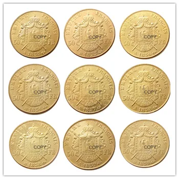 Франция 50 франка Наполеон III 1855-1859 A B 9 бр. Дата За избраната Златни копия на Краси монета Изображение 2