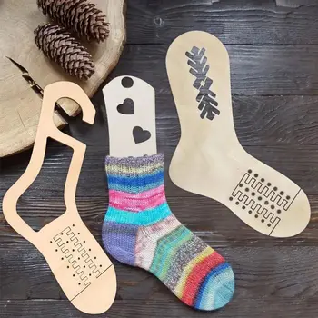 2 ЕЛЕМЕНТА DIY Wooden Блокиращите За Чорапи За Начинаещи Форми За Чорапи Плетене на Мухъл Тъкане на Прежда Коледни Чорапи Блокиращите Подарък Ръчна изработка Аксесоари