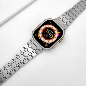 Correa за Apple watch ultra 49 мм каишка серия 8 7 45 мм 41 мм 6 5 4 se 44 мм 40 мм луксозен каишка от неръждаема стомана за iwatch ultra