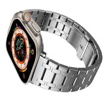 Correa за Apple watch ultra 49 мм каишка серия 8 7 45 мм 41 мм 6 5 4 se 44 мм 40 мм луксозен каишка от неръждаема стомана за iwatch ultra Изображение 2