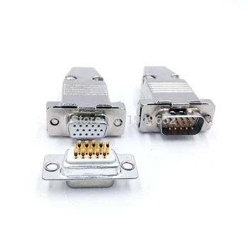 DB15 VGA Мъжки конектор тип D метален позлатен месинг контактор 3 реда 15pin порт, изход женски Мъжки адаптер DP15