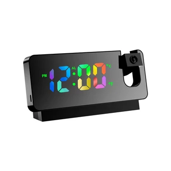 Горещо! 1БР Проекция на 180 ° LED Дигитален Smart alarm clock USB Зареждане Настолни Часовници Електронно FM-Радио Пробуждане Часовник Функция за Повторение Изображение 2