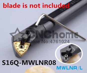 S16Q-MWLNR08/S16Q-MWLNL08 Расточная планк, диаметър 16*16 мм, вътрешен притежателя на струг инструменти, държач за инструмент с ЦПУ, Струг режещ инструмент за WNMG0804