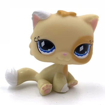 LPS CAT Littlest pet shop качающаяся главата играчки Стария оригинален сиамски котарак #521 Жълто-Оранжево персийски коте, сладки сини очи