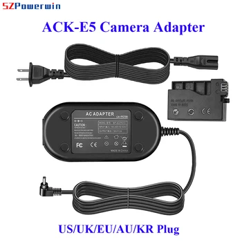 Powerwin АСК-E5 Адаптер за камера ACKE5 LP-E5 DR-E5 Фиктивен Конектор за Батерия E5 захранване за Canon EOS 1000D 450D T1i X3 X2 XS БУНТОВНИК