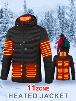 11 Зони Якета С Топъл Мъжки Дамски Зимни Улични Якета С Електрически Отопляеми USB Зареждане Топло Палто за Каране на Ски, Къмпинг Изображение 2