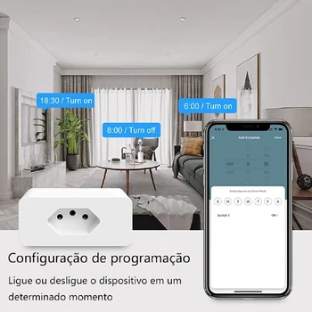 Sasha Smart Life 16A Бразилия Zigbee WiFi Smart Plug Power Monitor Синхронизация Гласово Управление, Изход за Алекса Google Home Изображение 2