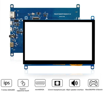 7 Инча, 1024X600 IPS Капацитивен Сензорен Монитор с HDMI-Съвместим интерфейс VGA Дисплей За Raspberry Pi 4B 3Б 2B Изображение 2