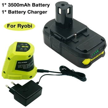 (Батерия + комплект зарядно устройство) 3,5 Ah 18 Литиева Замяна батерия за Ryobi ONE + P102 P103 P108 и Ni-Cd, Ni-Mh, Li-Ion Универсално зарядно