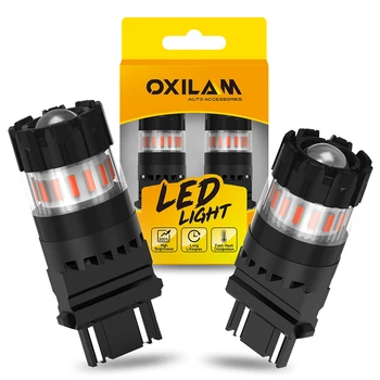 OXILAM 2x Червен LED 3157 Задна Светлина Лампа Авто Стоп-сигнал T25 P27W 12 LED Автоматично Спиране Стояночные Лампи P27/7 W Проектор Сигнални Лампи