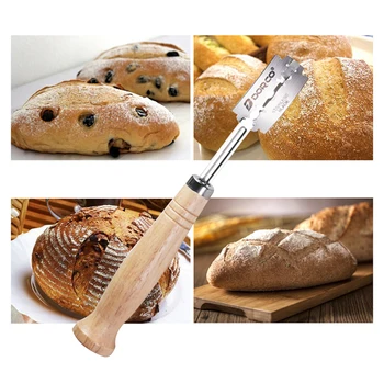Европейският Хляб, Нож Практичен Извит Нож За Рязане На Хляб С Острие От Неръждаема Стомана Сладкарница Нож С Дървена Дръжка Хлеборез Изображение 2