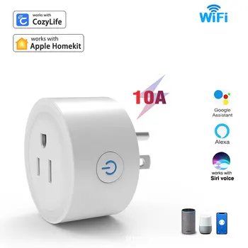 Homekit Smart US Plug 10A Socket Домашна Автоматизация Конфигуриране на време Мобилен / на Глас дистанционно Управление От Алекса Google Home Apple Siri