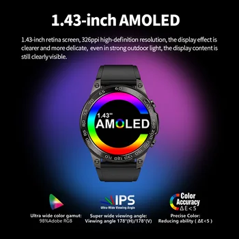 LIGE 1,45-инчов AMOLED Смарт Часовници Мъжки DM50 Възпроизвеждане на музика Винаги на Екрана Спортни Часовници за Мъже За Android и IOS BT call Smartwatch Изображение 2