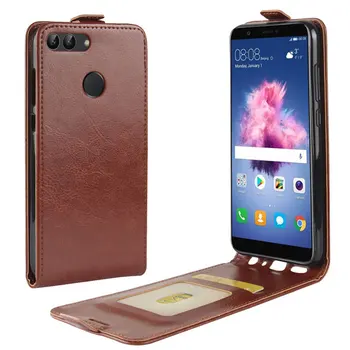Вертикален флип-надолу Капачката, за Huawei Enjoy 7S Калъф от изкуствена кожа Калъф за Huawie P Smart Защитна Чанта за Телефон и Седалките Слотове за Карти