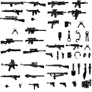 Набор от Блокове WW2 Пистолет, Пушка Оръжие Светошумовые Гранати Военни Инструменти Лопата и Белезници Част от Строителни Тухли Детски Играчки