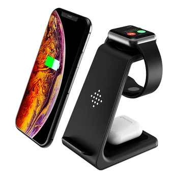 Безжично зарядно устройство 3 в 1 за Apple Watch 6 / SE/5/4/3/2/1 44 мм 40 мм 42 мм 38 мм Поставка за бърза безжична зареждане на Iphone Airpods Pro 10 W