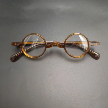 Реколта прозрачни кафяви малки кръгли ацетатные очила в рамки очила за късогледство, предписани оптични ретро слънчеви очила с лещи с диаметър 34 мм, ретро