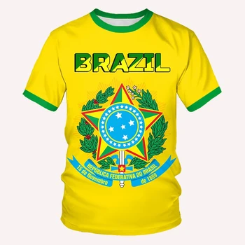 Тениска С Бразилски Флаг, Национална Емблема, Мъжки Ризи, Джърси Изображение 2