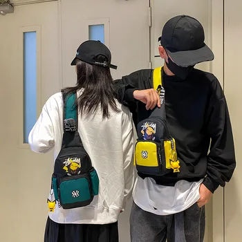 Ежедневна чанта за мобилен телефон Pokemon, чанта на рамото, мъжки и дамски Нагрудная чанта Пикачу, Холщовая младежка спортна чанта-месинджър чанта