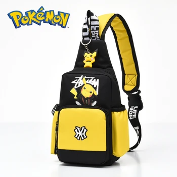 Ежедневна чанта за мобилен телефон Pokemon, чанта на рамото, мъжки и дамски Нагрудная чанта Пикачу, Холщовая младежка спортна чанта-месинджър чанта Изображение 2