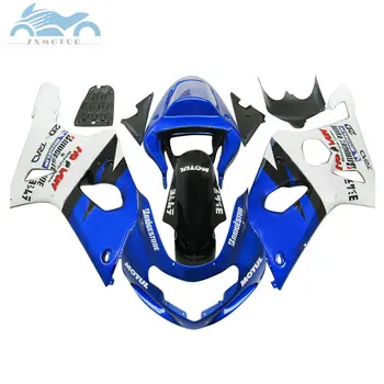 Комплект обтекателей за Suzuki GSXR600 GSXR750 2001 2002 2003 K1 K2 K3 мотоциклетни кожух, комплекти 01 02 03 GSXR 600 750 синьо бяла