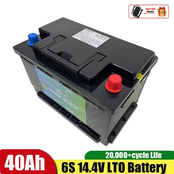 14,4 v 12v 40Ah LTO акумулаторна батерия от литиев Титанат Акумулаторна Батерия с 6 S BMS за Соларни Слънчеви Лодки Резервно Захранване Скутер RV + Зарядно Устройство