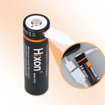 Литиево-йонна батерия Hixon сверхбольшой капацитет от 3,7 ПРЕЗ USB 217000 4800 mah за фенерче + линия на зареждане и смяна на Type-C Изображение 2