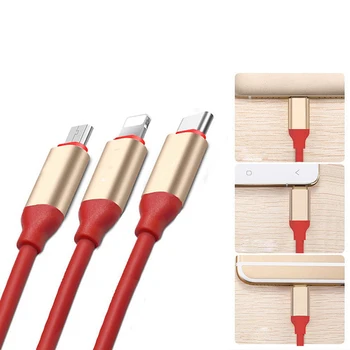 Нов кабел 3 In1 Micro USB/Type C/за iPhone IOS Многофункционален кабел Кабел за зареждане Изображение 2
