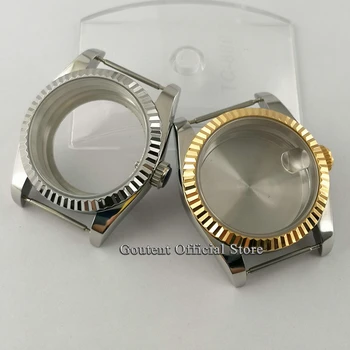 36 мм/40 мм Стерилни сребристо-златна кутия за часовници, Подходящи NH35 NH36, ЕТА 2836,2824 DG2813/3804 Miyota8215/821A Механизъм Корпус от сапфир стъкло Изображение 2