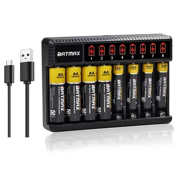 1.2 NIMH AA Батерия AA AAA Батерия + 8 Слотове Зарядно Устройство за Прожектори, Дистанционни управления, Играчки Батерия