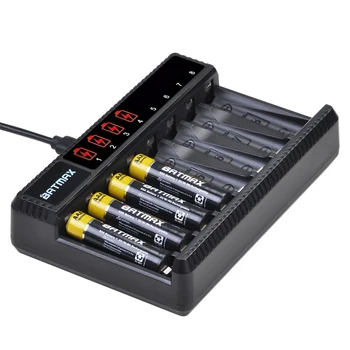 1.2 NIMH AA Батерия AA AAA Батерия + 8 Слотове Зарядно Устройство за Прожектори, Дистанционни управления, Играчки Батерия Изображение 2